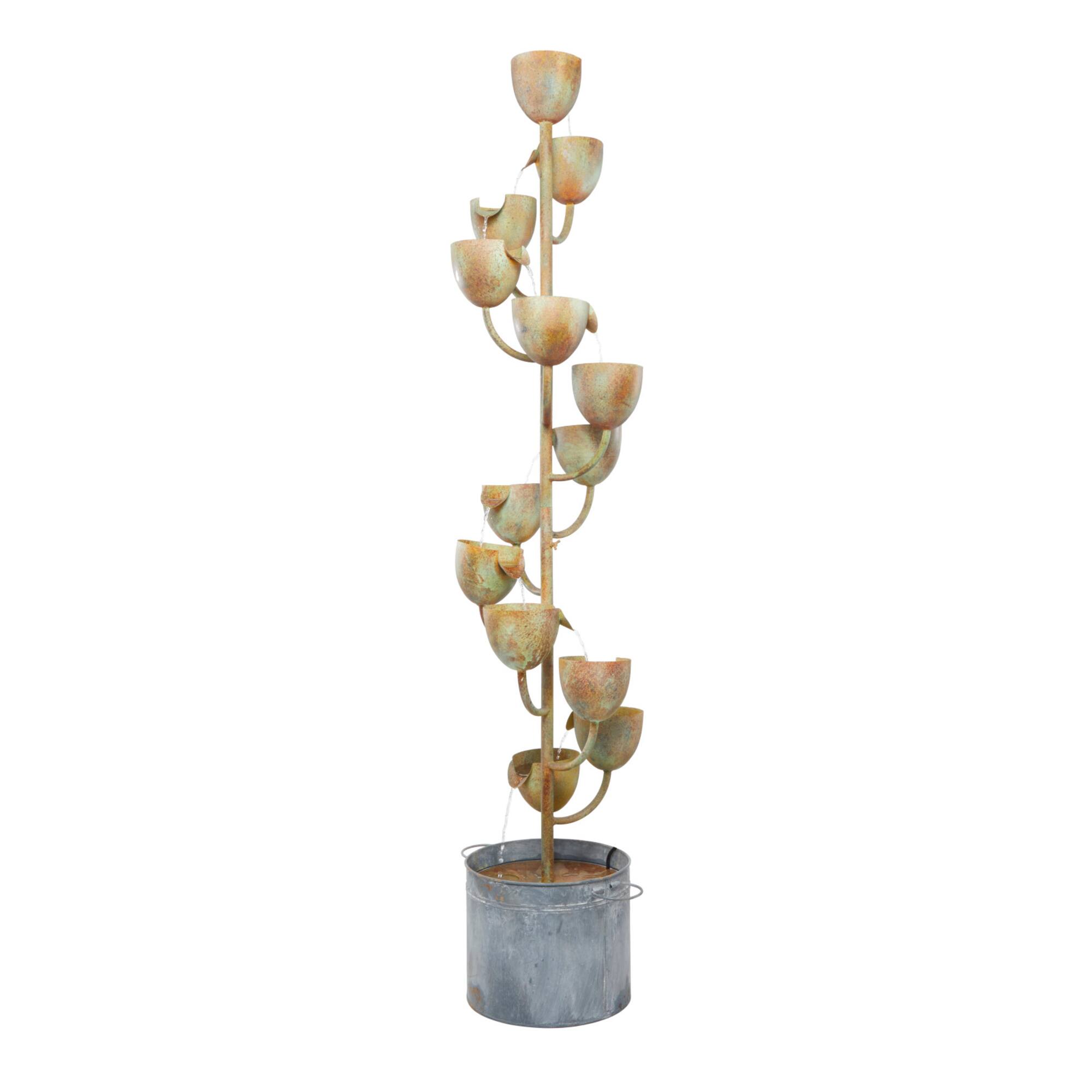 Copper Metal Rustic Fountain, 75" x 13" x 13"
